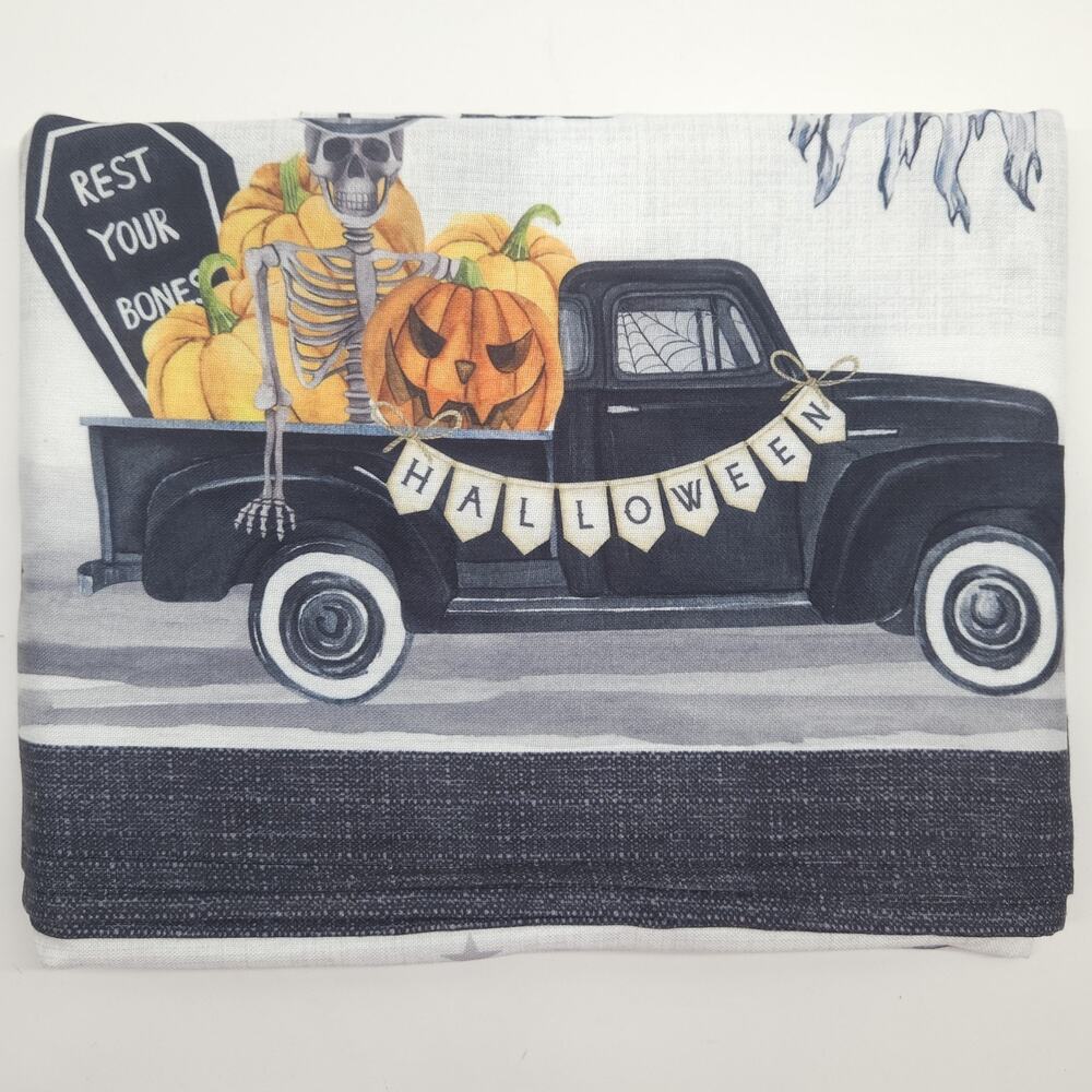 Christian Lacroix Halloween Tablecloth Oblong Skeleton Gothic Pumpkin 60x84 - Picture 2 of 9
